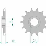 Pignon AFAM 14 dents acier type 21307 pas 520 YAMAHA TT 250 R