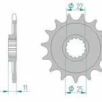 Pignon AFAM 15 dents acier type 37400 pas 520 APRILIA MXV 450