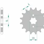 Pignon AFAM 15 dents acier type 24200 pas 428 C H RACING WSM 125 Motard