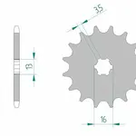 Pignon AFAM 13 dents acier type 27100 pas 420 KAWASAKI KFX 50 KSF 50
