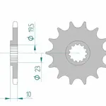 Pignon AFAM 13 dents acier type 22303 pas 520 BETA ALP 200