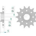 Pignon AFAM 15 dents acier type 24509 pas 520 KAWASAKI ZX 6 R