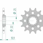 Pignon AFAM 15 dents acier type 21603 pas 520 YAMAHA FZ 6 N