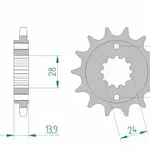 Pignon AFAM 16 dents acier type 20606 pas 525 HONDA XRV 750 Africa Twin