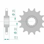 Pignon AFAM 15 dents acier type 20405 pas 525 HONDA VFR 400 R