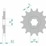 Pignon AFAM 13 dents acier type 22302 pas 520 SUZUKI PE 250