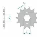 Pignon AFAM 14 dents acier type 21308 pas 520 SACHS (HERCULES) 125 Roadster