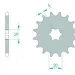 Pignon AFAM 14 dents acier type 30100 pas 420 KAWASAKI KX 60