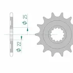 Pignon AFAM 13 dents acier anti-boue type 27502 pas 520 KAWASAKI KX 450 F
