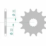 Pignon AFAM 13 dents acier anti-boue type 27500 pas 520 Kawasaki KX 250
