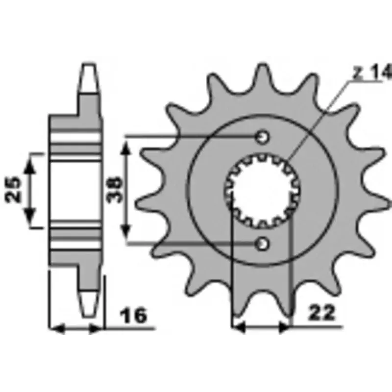 Pignon PBR 14 dents acier type 2075 pas 520 Ducati