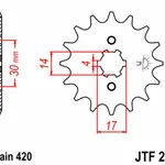 Pignon JT SPROCKETS 14 dents acier pas 420 type 249 Kawasaki KLX110