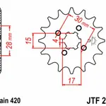 Pignon JT SPROCKETS 15 dents acier pas 420 type 253