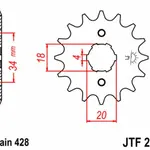 Pignon JT SPROCKETS 14 dents acier pas 428 type 259