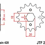 Pignon JT SPROCKETS 16 dents acier pas 428 type 264