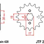 Pignon JT SPROCKETS 14 dents acier pas 428 type 274 Honda CRF100F