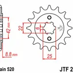 Pignon JT SPROCKETS 15 dents acier pas 520 type 276 Honda CB250S