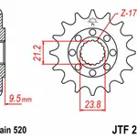 Pignon JT SPROCKETS 15 dents acier pas 520 type 284 Honda TRX450R