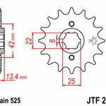 Pignon JT SPROCKETS 16 dents acier pas 525 type 291