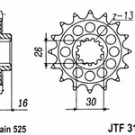 Pignon JT SPROCKETS 16 dents acier pas 525 type 313