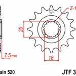 Pignon JT SPROCKETS 12 dents acier pas 520 type 326 Honda CR125R