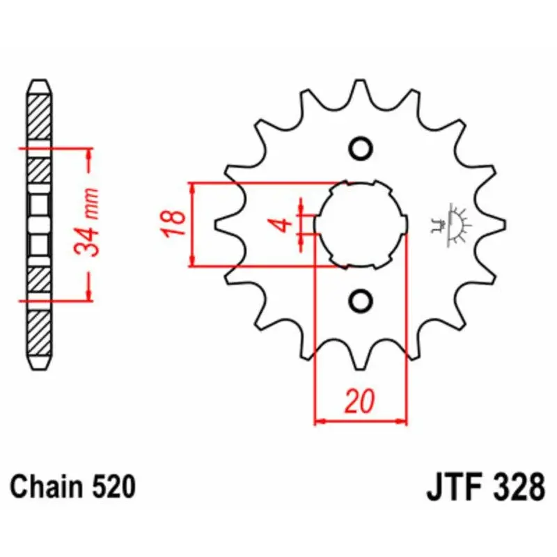 Pignon JT SPROCKETS 13 dents acier pas 520 type 328