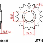 Pignon JT SPROCKETS 16 dents acier pas 428 type 409 Suzuki DR125