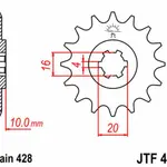 Pignon JT SPROCKETS 14 dents acier pas 428 type 410