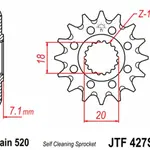 Pignon JT SPROCKETS 12 dents acier anti-boue pas 520 type 427 Suzuki