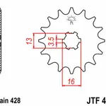 Pignon JT SPROCKETS 13 dents acier pas 428 type 428