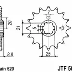 Pignon JT SPROCKETS 14 dents acier pas 520 type 507