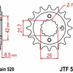 Pignon JT SPROCKETS 14 dents acier pas 520 type 512