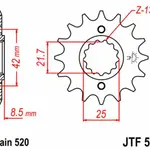 Pignon JT SPROCKETS 14 dents acier pas 520 type 519