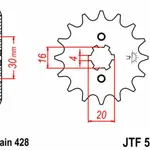 Pignon JT SPROCKETS 13 dents acier pas 428 type 548