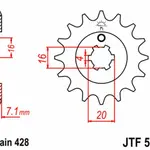 Pignon JT SPROCKETS 13 dents acier pas 428 type 555 Kawasaki