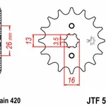 Pignon JT SPROCKETS 12 dents acier pas 420 type 563