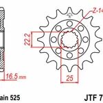 Pignon JT SPROCKETS 14 dents acier pas 525 type 741 Ducati