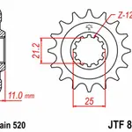 Pignon JT SPROCKETS 12 dents acier pas 520 type 824 Husqvarna