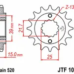 Pignon JT SPROCKETS 14 dents acier pas 520 type 1042