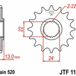 Pignon JT SPROCKETS 16 dents acier pas 520 type 1126