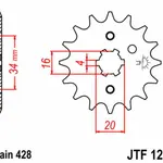 Pignon JT SPROCKETS 14 dents acier pas 428 type 1263