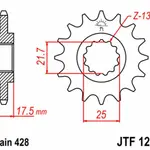 Pignon JT SPROCKETS 17 dents acier pas 428 type 1298 Honda VTR 250