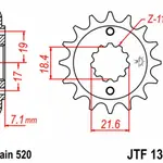 Pignon JT SPROCKETS 13 dents acier pas 520 type 1321 Honda XR250R