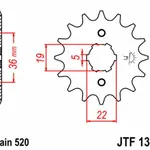 Pignon JT SPROCKETS 13 dents acier pas 520 type 1352 Honda
