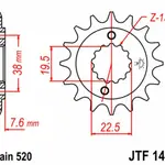 Pignon JT SPROCKETS 14 dents acier pas 520 type 1401