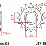 Pignon JT SPROCKETS 15 dents acier pas 525 type 1537 Kawasaki Z1000
