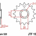 Pignon JT SPROCKETS 14 dents acier pas 520 type 1539
