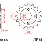 Pignon JT SPROCKETS 14 dents acier pas 520 type 1554