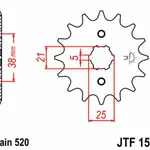 Pignon JT SPROCKETS 13 dents acier pas 520 type 1573