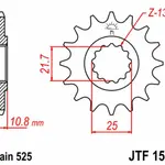 Pignon JT SPROCKETS 17 dents acier pas 525 type 1586
